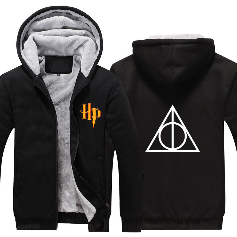 Harry Potter Hogwarts Unisex Lined Hoodie Fleece Sweatshirt Full Zipper Hooded Thicken Jacket