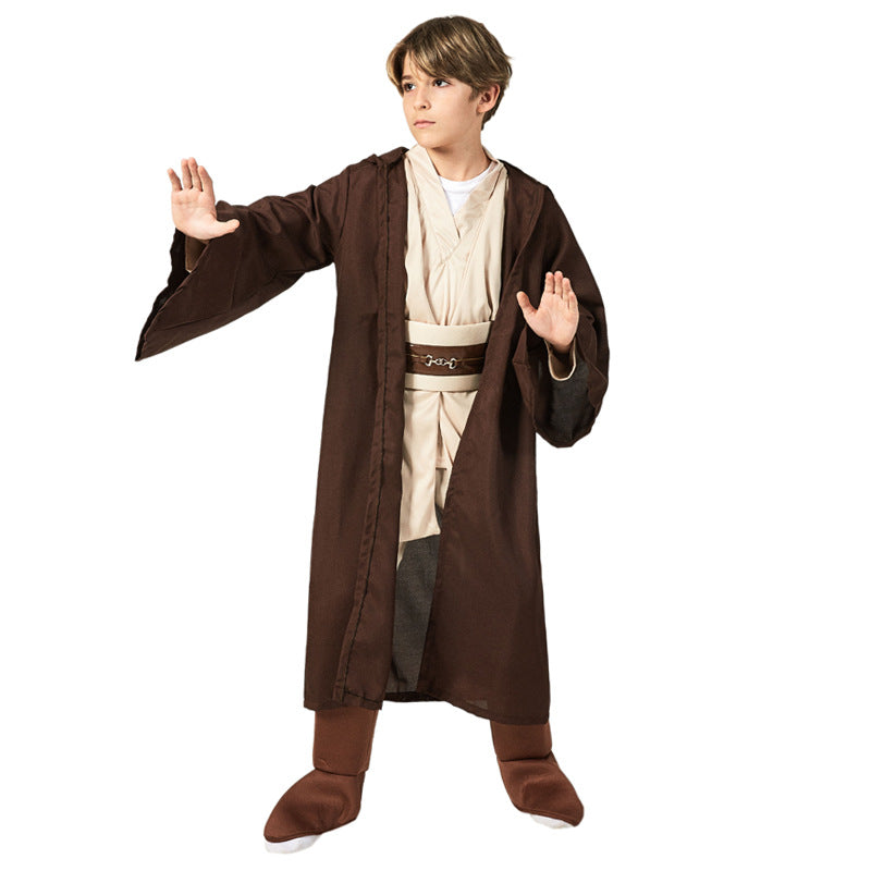 Star Wars Jedi Knight Cosplay Costume Boys Girls Kids Halloween Fancy Top Pants Cloak Set