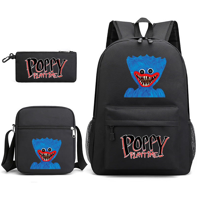 Poppy Playtime Huggy Wuggy Printed Schoolbag Backpack Shoulder Bag Pencil Bag 3pcs set for Kids Students