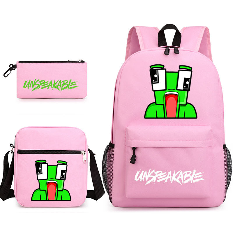 UnspeakableFrog Schoolbag Backpack Shoulder Bag Pencil Case set for Kids Students
