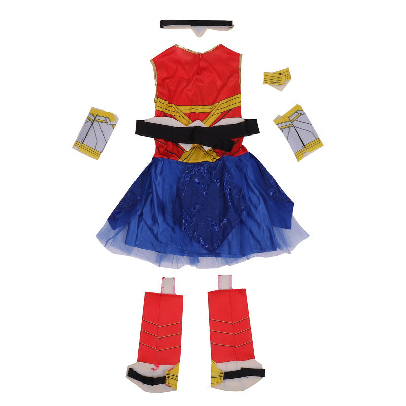 Wonder Woman Cosplay Dress Girls Uniform Kids Halloween Fancy Costume