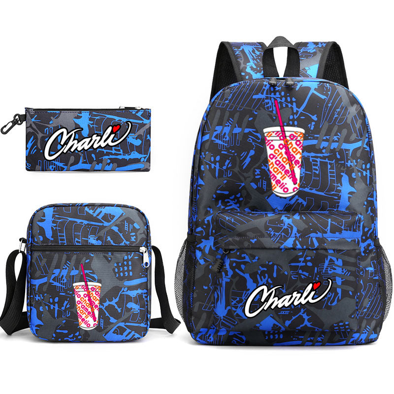 Charlie D'Amelio Schoolbag Backpack Shoulder Bag Pencil Case set for Kids Students
