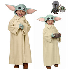 Baby Yoda Cosplay Costume with Hat Boys Girls Bodysuit Halloween Fancy Jumpsuits