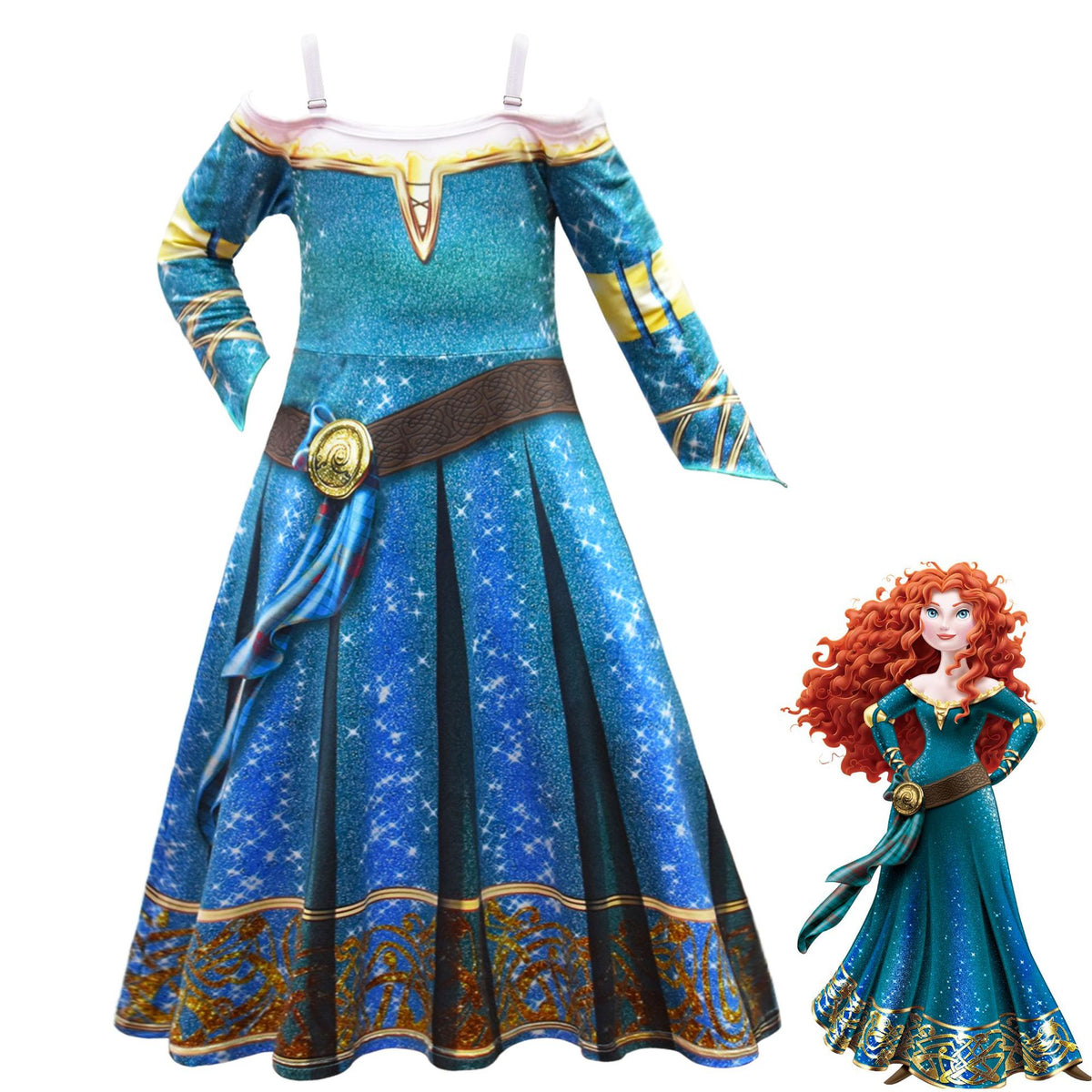 Brave Merida Princess Cosplay Dress for Baby Girls Bodysuit Halloween Fancy Jumpsuits