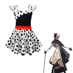 Cruella Witch Cosplay Dress for Baby Girls Bodysuit Halloween Fancy Jumpsuits