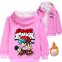 Friday Night Funkin Sherpa Lined Hoodie Fleece Sweatshirt Full Zip Hooded Jacket for Kids