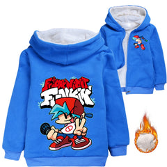 Friday Night Funkin Sherpa Lined Hoodie Fleece Sweatshirt Full Zip Hooded Jacket for Kids