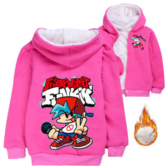 Friday Night Funkin Sherpa Lined Hoodie Fleece Sweatshirt Full Zip Hooded Jacket for Kids