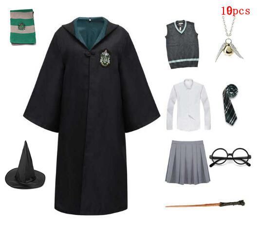 Harry Potter Slytherin Ravenclaw Cosplay Suits 10pcs Set Hogwarts School Uniform for Women Girls Halloween Costume