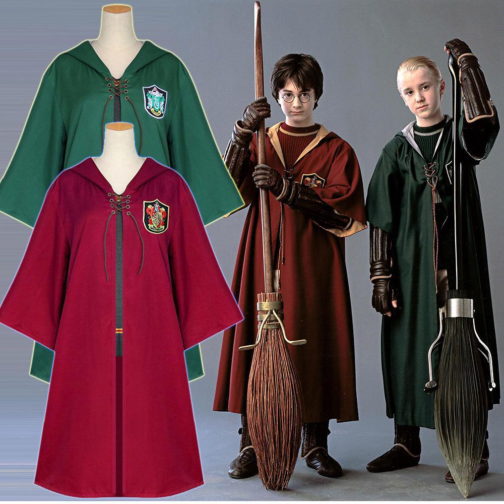 Howgwarts Luxurious Cosplay Robe Quidditch Cloak Cape Hogwarts School Uniform for Kids Adults Halloween Costume