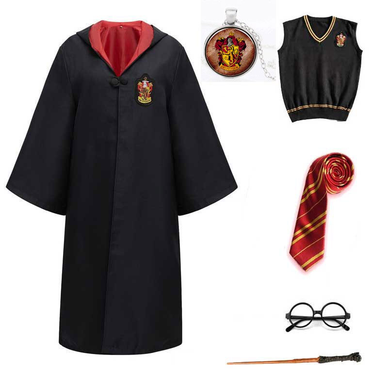 Harry Potter Cosplay Robe Vest Suits Hogwarts School Uniform for Men Boys Halloween Costume