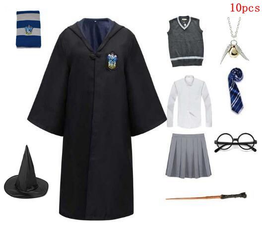 Harry Potter Slytherin Ravenclaw Cosplay Suits 10pcs Set Hogwarts School Uniform for Women Girls Halloween Costume