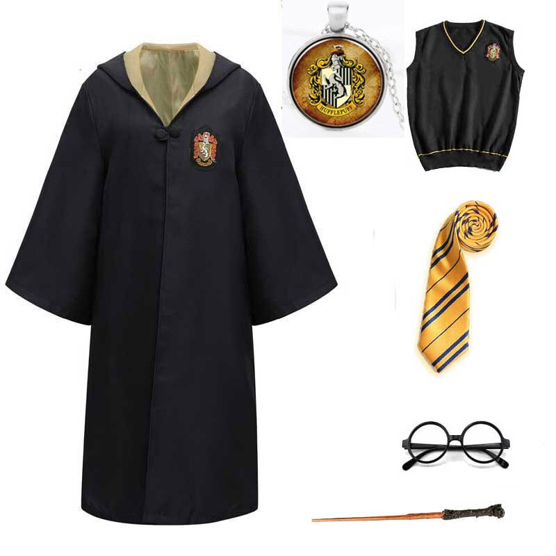 Harry Potter Cosplay Robe Vest Suits Hogwarts School Uniform for Men Boys Halloween Costume