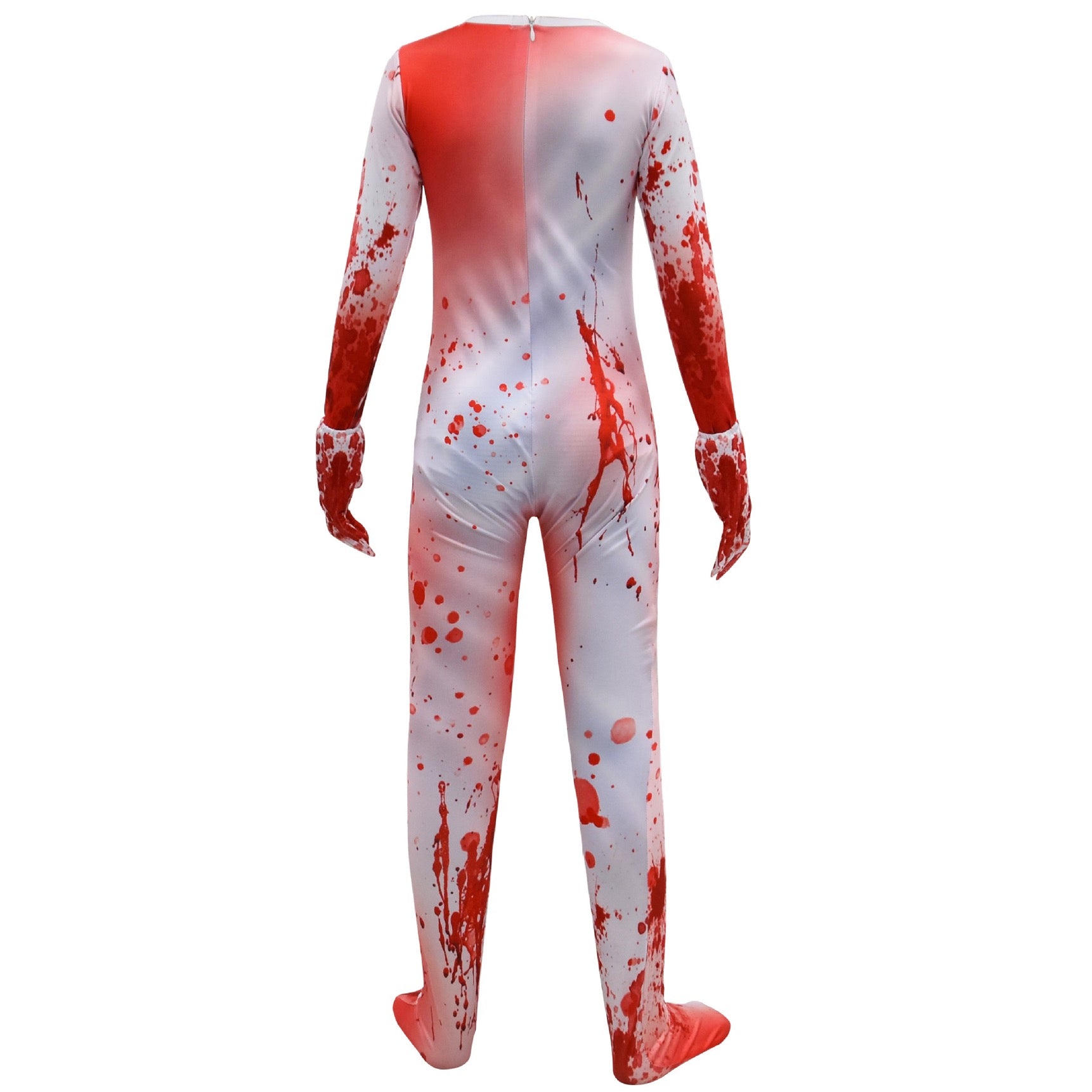 Horror Bloody Ghost Cosplay Costume with Mask for Boys Girls Bodysuit Halloween Fancy Jumpsuits