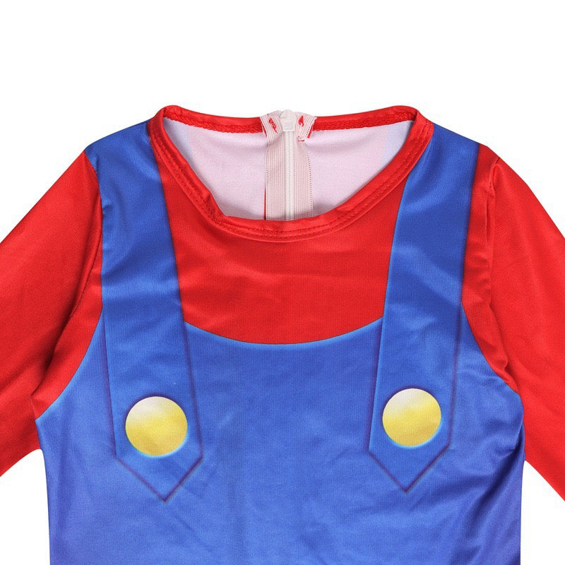 Horror Mario Cosplay Costume with Mask Boys Girls Bodysuit Halloween Fancy Jumpsuits