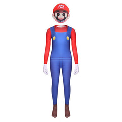 Horror Mario Cosplay Costume with Mask Boys Girls Bodysuit Halloween Fancy Jumpsuits