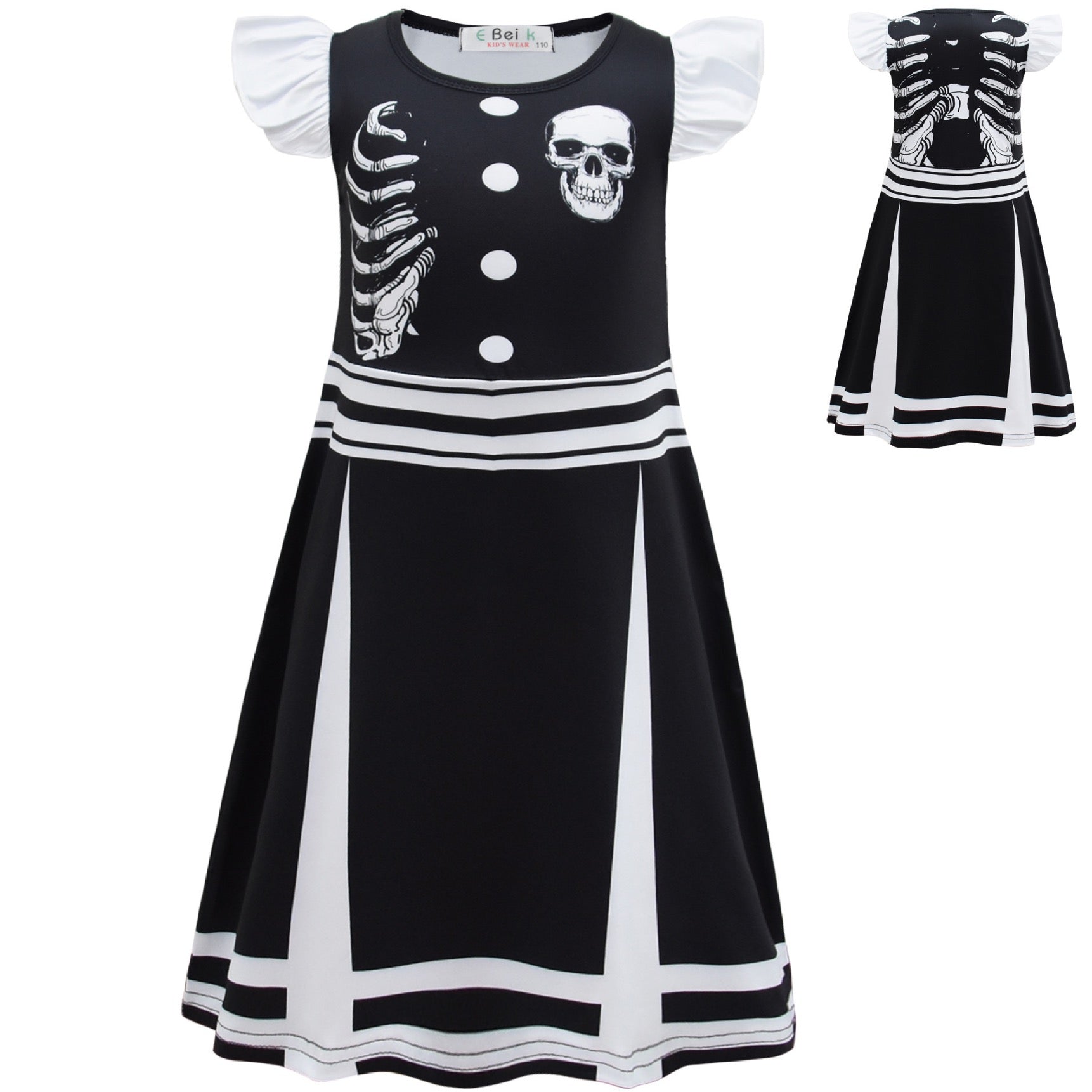 Horror Skull Skeleton  Cosplay Dress for Baby Girls Bodysuit Halloween Fancy Jumpsuits