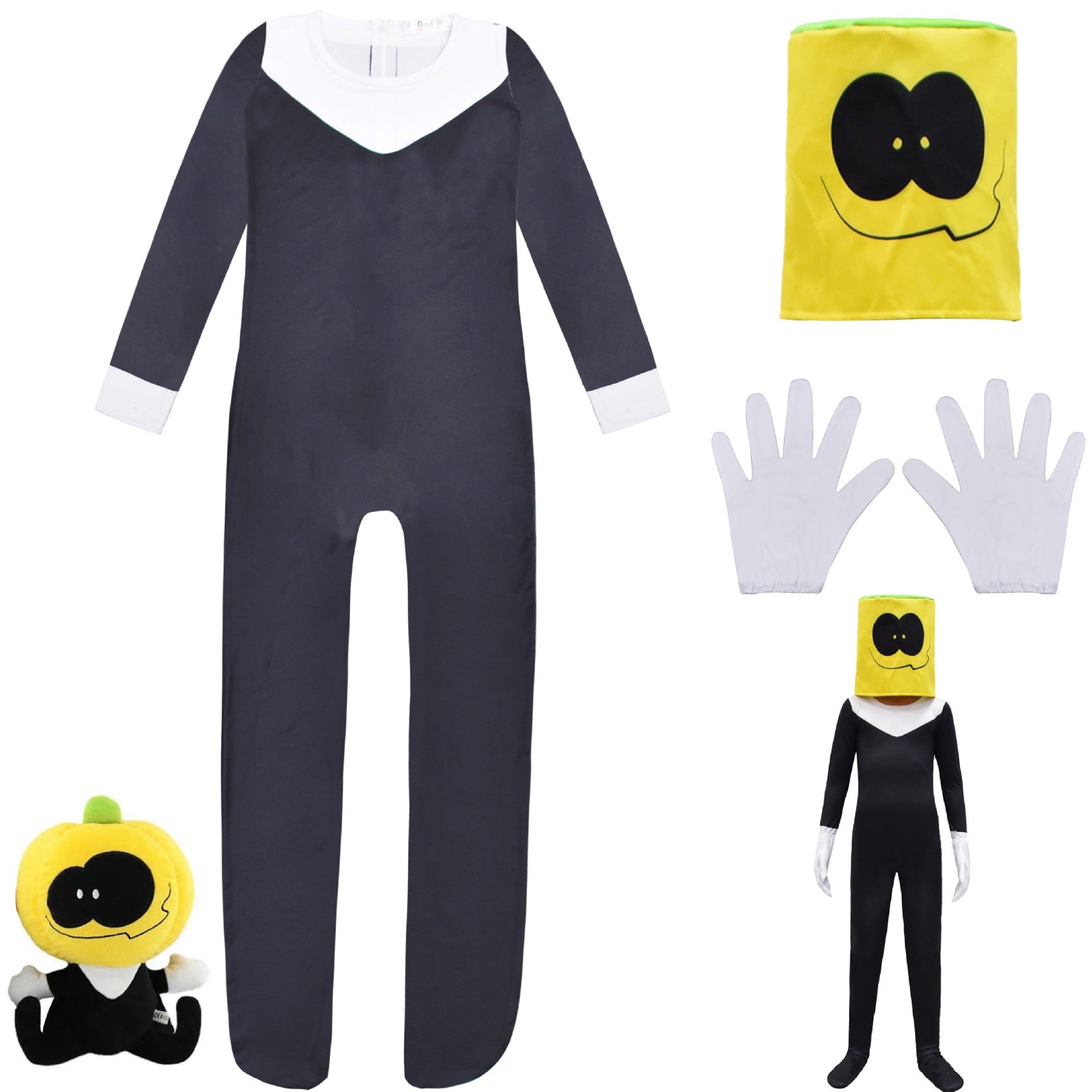 Friday Night Funkin Skid Cosplay Costume with Mask Boys Girls Bodysuit Halloween Fancy Jumpsuits