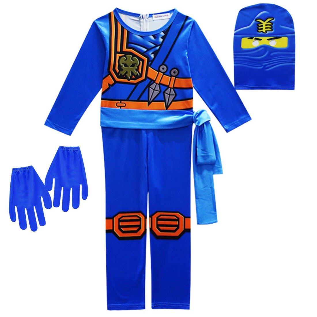 LEGO Ninjago Kai Smith Jay Walker Cole Cosplay Costume with Mask Boys Girls Bodysuit Halloween Fancy Jumpsuits