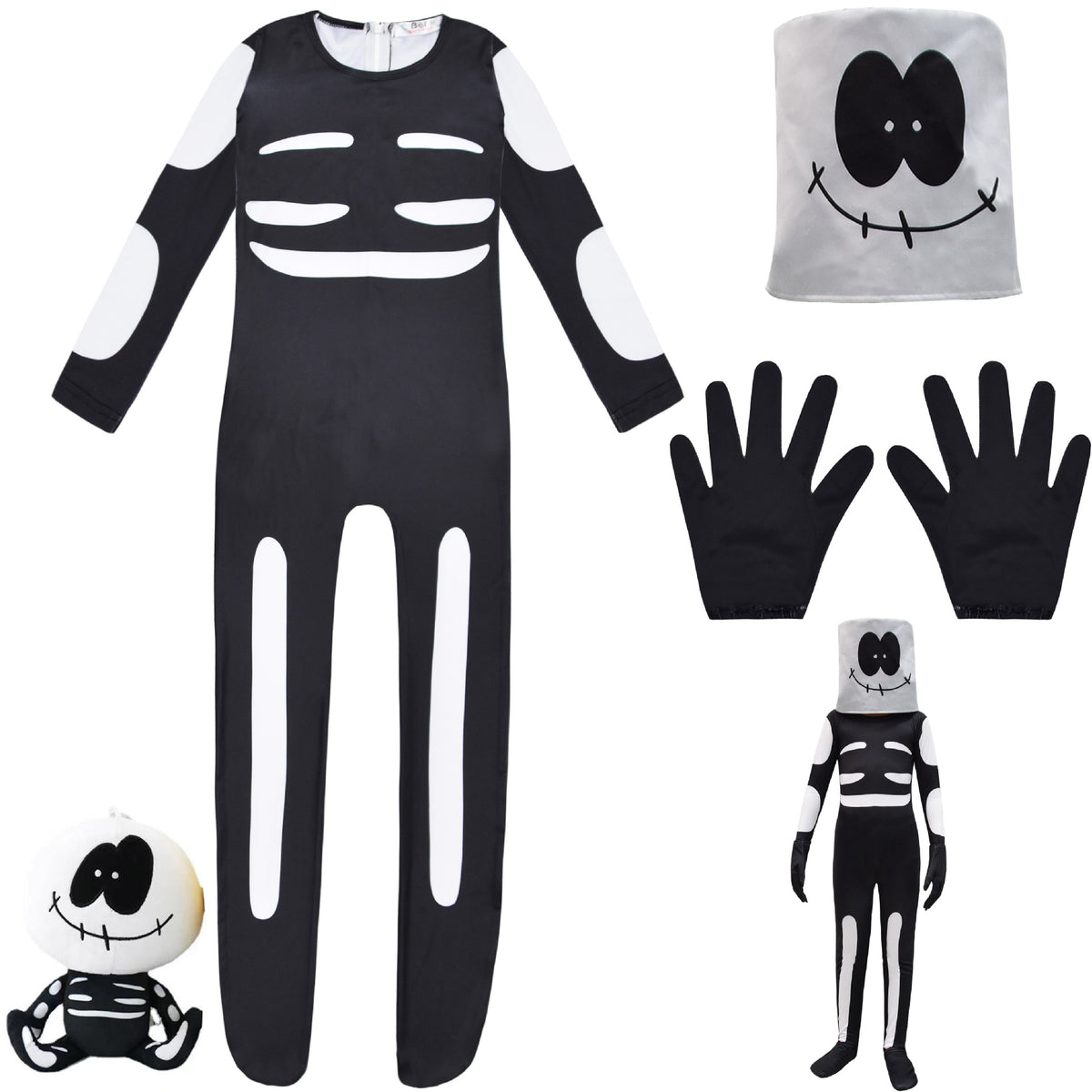 Friday Night Funkin Skid Cosplay Costume with Mask Boys Girls Bodysuit Halloween Fancy Jumpsuits