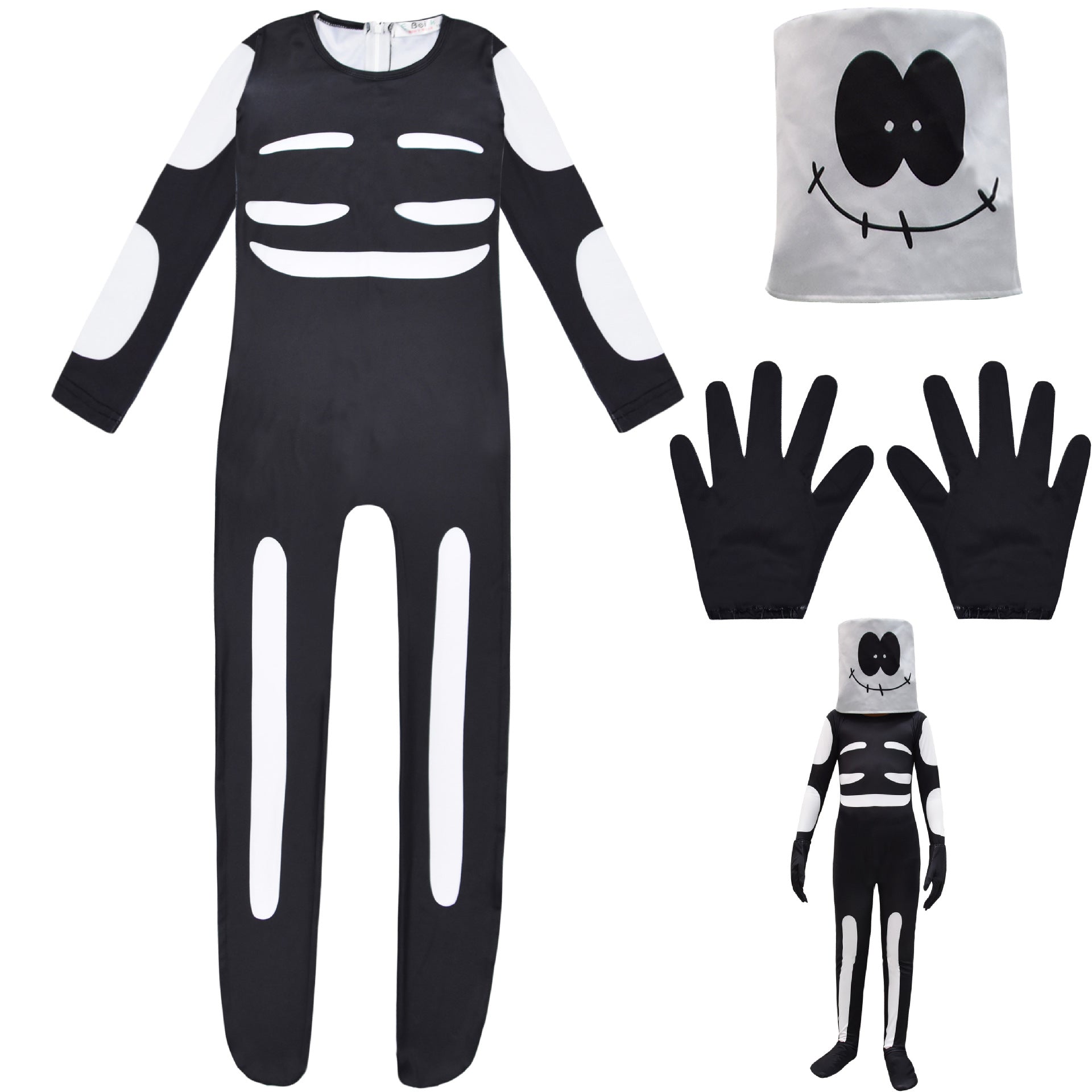 Friday Night Funkin Skid Cosplay Costume with Mask Boys Girls Bodysuit Halloween Fancy Jumpsuits