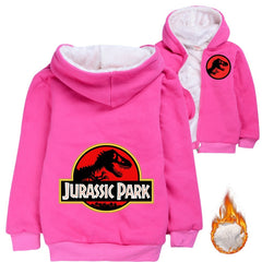 Jurassic Park Sherpa Lined Hoodie Fleece Sweatshirt Full Zip Hooded Jacket for Kids