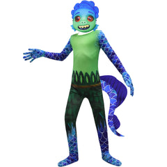 Luca Alberto Monster Cosplay Costume with Mask Boys Girls Bodysuit Halloween Fancy Jumpsuits