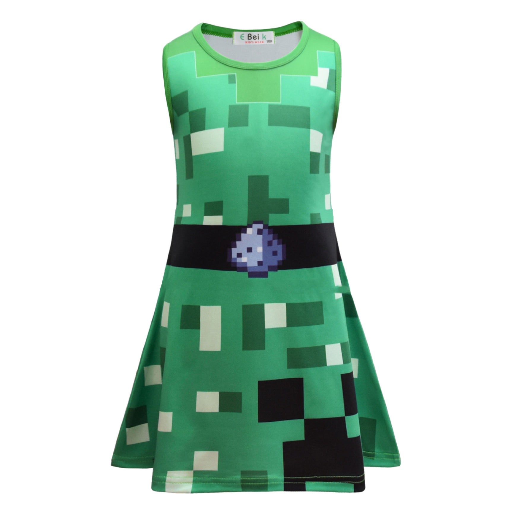 Minecraft Creeper Cosplay Dress for Baby Girls Vest Skirt Halloween Fancy Jumpsuits