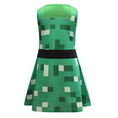 Minecraft Creeper Cosplay Dress for Baby Girls Vest Skirt Halloween Fancy Jumpsuits