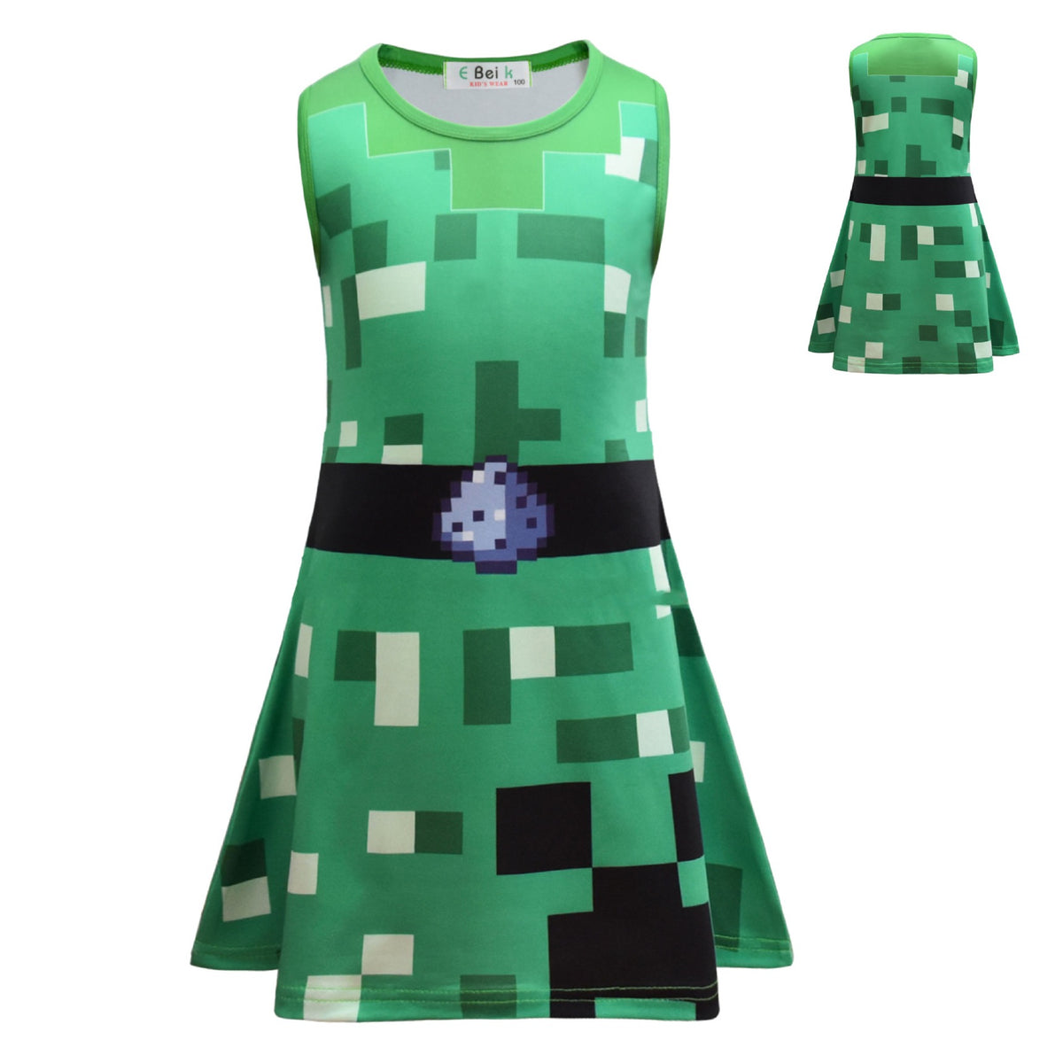 Minecraft Creeper Cosplay Dress for Baby Girls Vest Skirt Halloween Fancy Jumpsuits