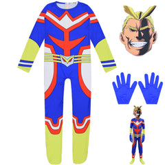 My Hero Academia All Might Cosplay Costume with Mask Boys Girls Bodysuit Halloween Fancy Jumpsuits