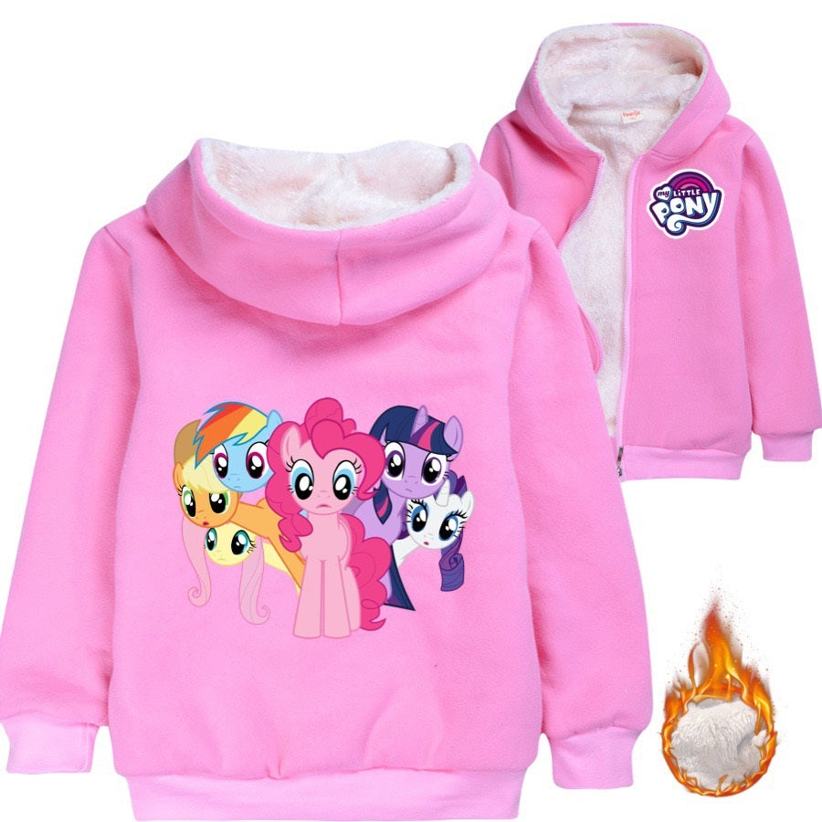My Little Pony Sherpa Lined Hoodie Fleece Sweatshirt Full Zip Hooded Jacket for Kids