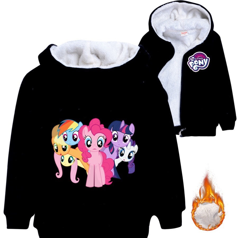 My Little Pony Sherpa Lined Hoodie Fleece Sweatshirt Full Zip Hooded Jacket for Kids