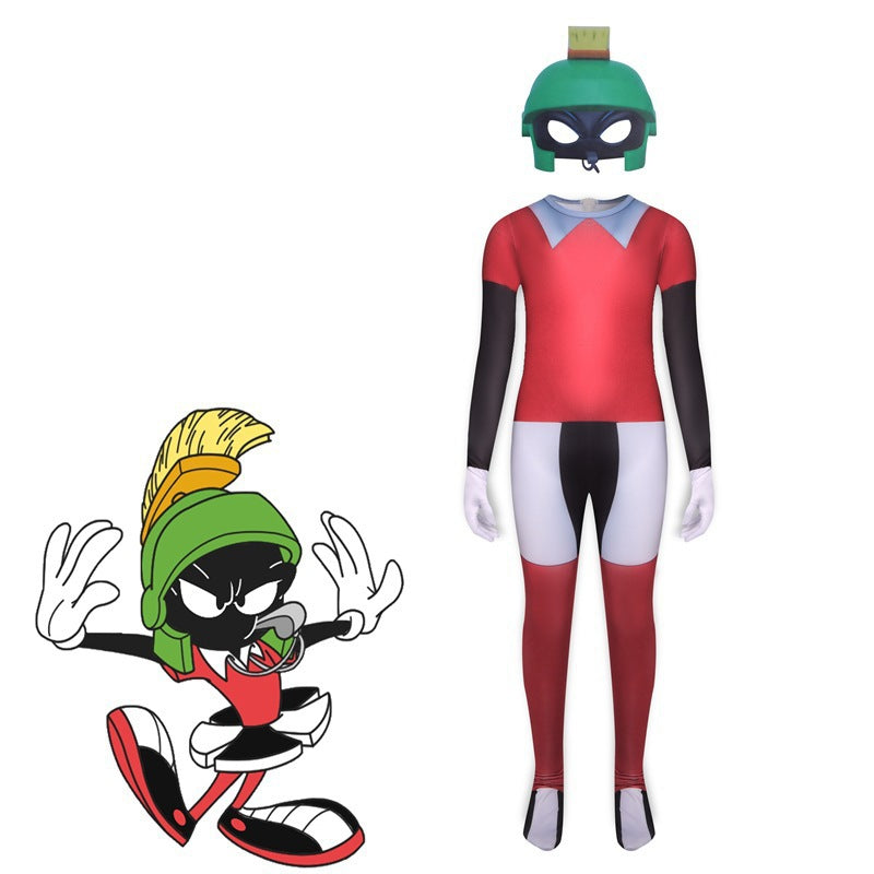 Space Jam Marvin The Martian Cosplay Costume with Mask Boys Girls Bodysuit Halloween Fancy Jumpsuits