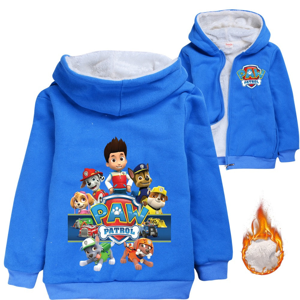 Paw Dog Patrol Sherpa Lined Hoodie Fleece Sweatshirt Full Zip Hooded Jacket for Kids