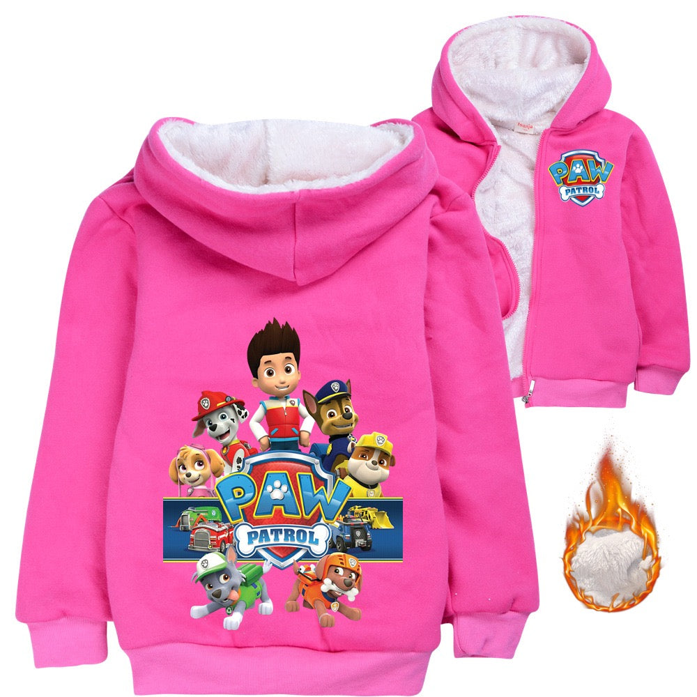 Paw Dog Patrol Sherpa Lined Hoodie Fleece Sweatshirt Full Zip Hooded Jacket for Kids
