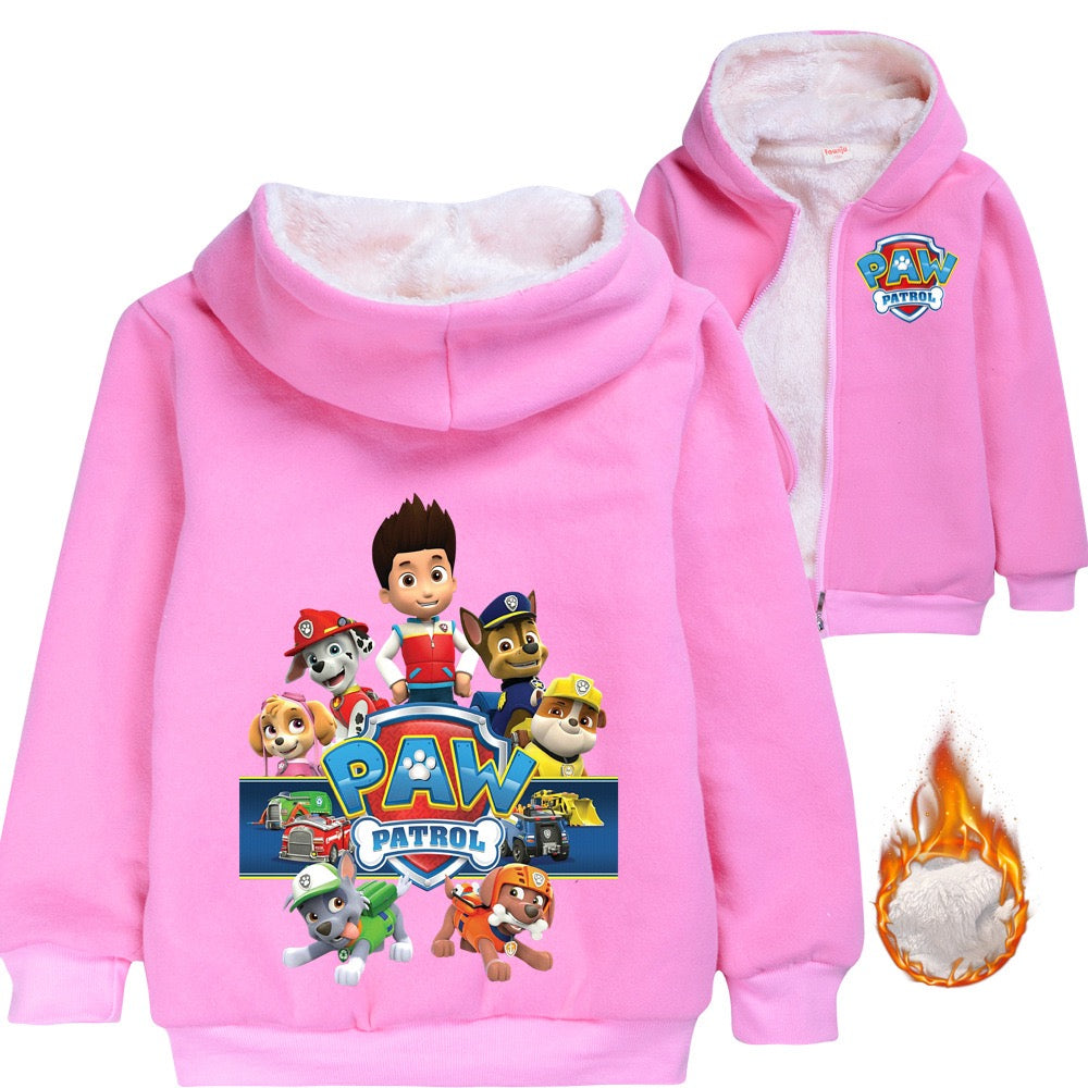 Paw Dog Patrol Sherpa Lined Hoodie Fleece Sweatshirt Full Zip Hooded Jacket for Kids