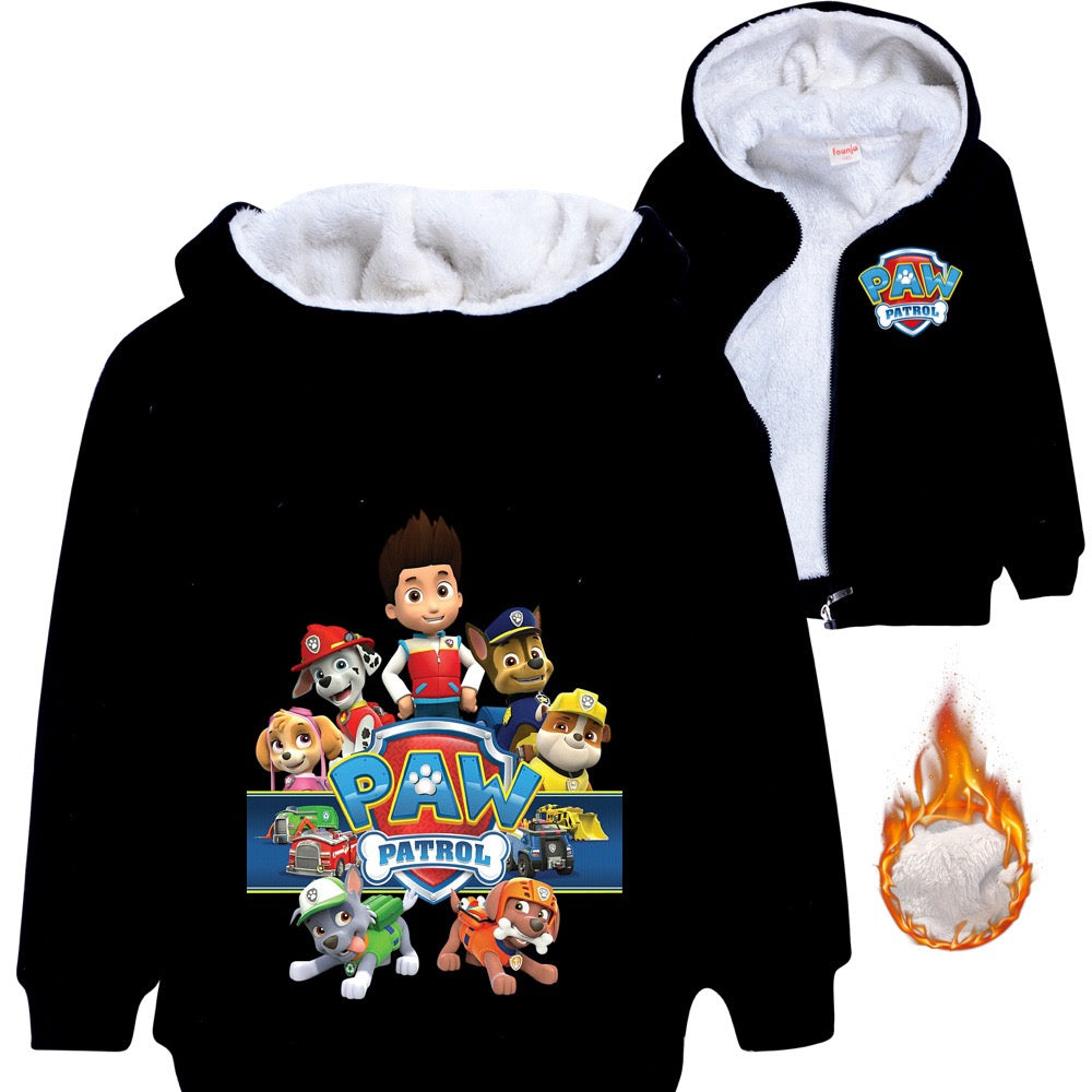 Paw Dog Patrol Sherpa Lined Hoodie Fleece Sweatshirt Full Zip Hooded Jacket for Kids
