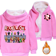 Roblox Sherpa Lined Hoodie Fleece Sweatshirt Full Zip Hooded Jacket for Kids