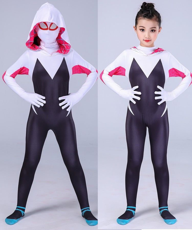 Spiderman Peter Parker Gwen Miles Morales Cosplay Costume with Mask Boys Girls Bodysuit Halloween Fancy Jumpsuits