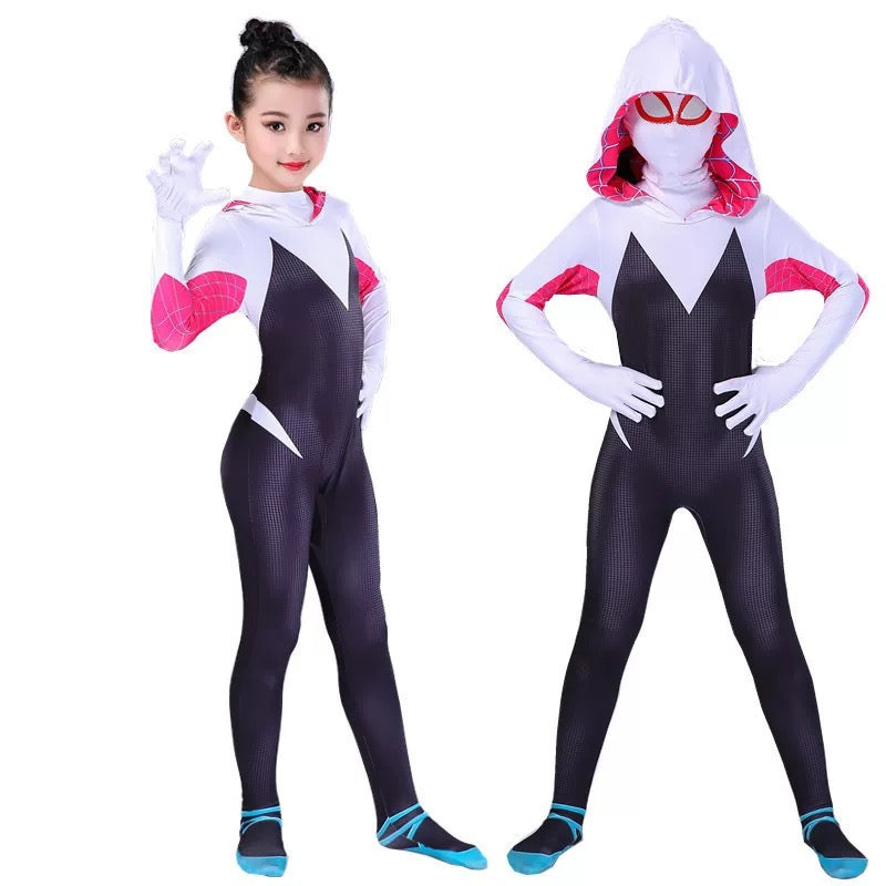 Spiderman Peter Parker Gwen Miles Morales Cosplay Costume with Mask Boys Girls Bodysuit Halloween Fancy Jumpsuits