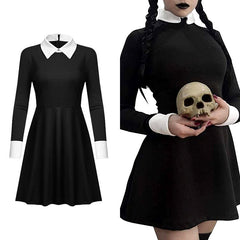 The Addams Family Wednesday Addams Cosplay Dress Halloween Fancy Skirt