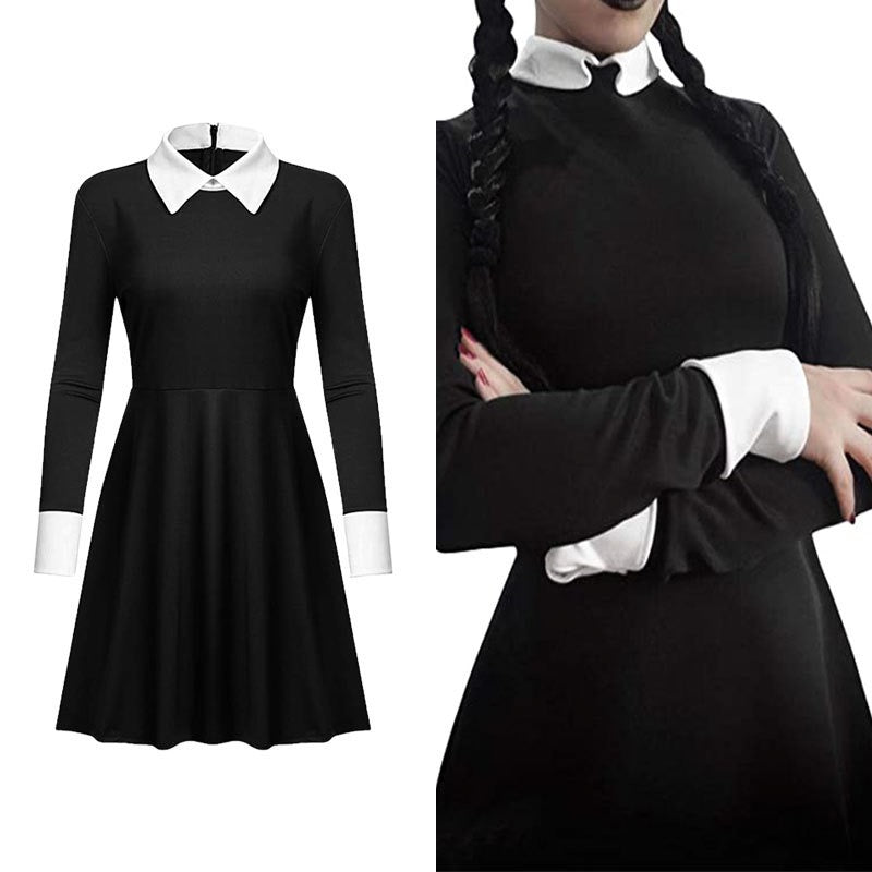 The Addams Family Wednesday Addams Cosplay Dress Halloween Fancy Skirt