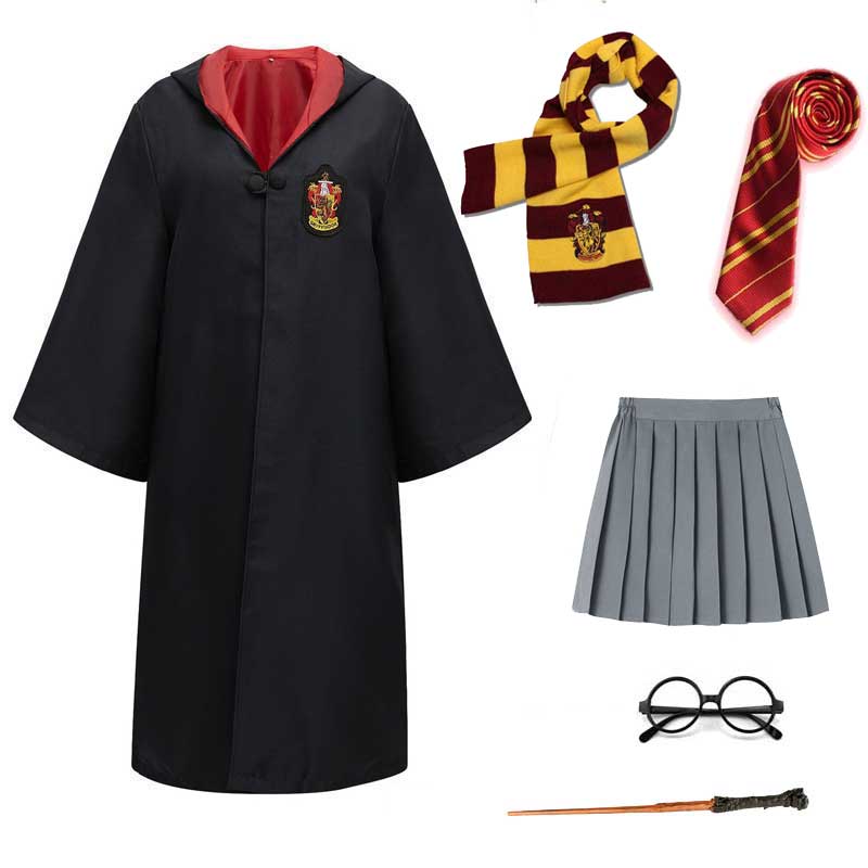 Harry Potter Cosplay Robe Skirt Suits Hogwarts School Uniform for Women Girls Halloween Costume