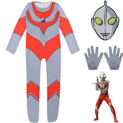 Ultraman Cosplay Costume with Mask Boys Girls Bodysuit Halloween Fancy Jumpsuits