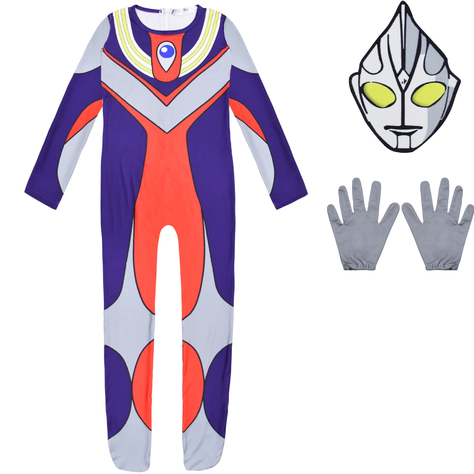 Ultraman Tiga Cosplay Costume with Mask Boys Girls Bodysuit Halloween Fancy Jumpsuits