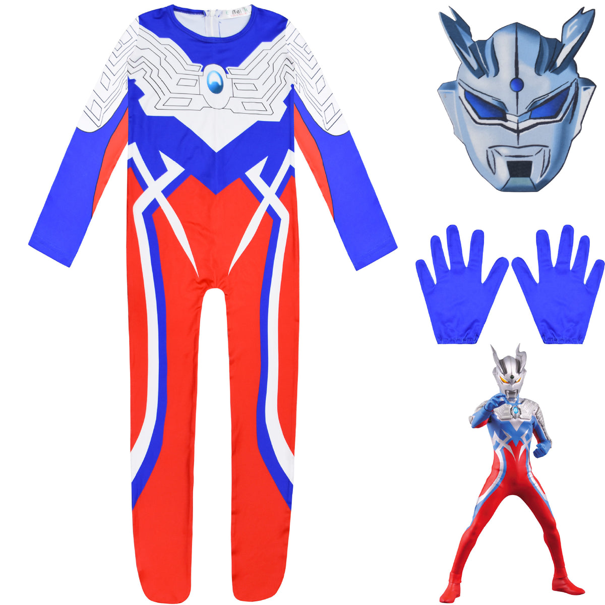 Ultraman Zero Cosplay Costume with Mask Boys Girls Bodysuit Halloween Fancy Jumpsuits