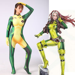 X-Men Rogue Anna Marie Cosplay Costume Kids Adults Bodysuit Halloween Fancy Jumpsuits