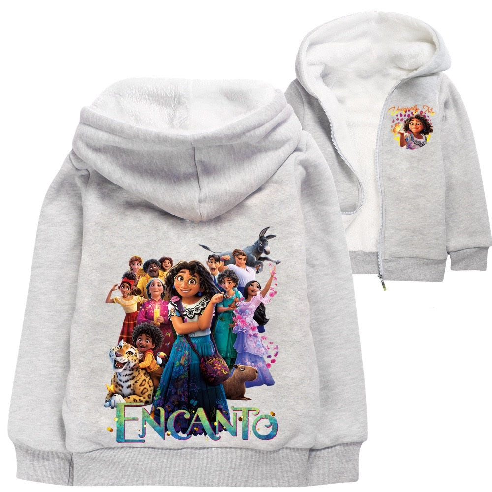 Encanto Sherpa Lined Hoodie Fleece Sweatshirt Full Zip Jacket for Kids