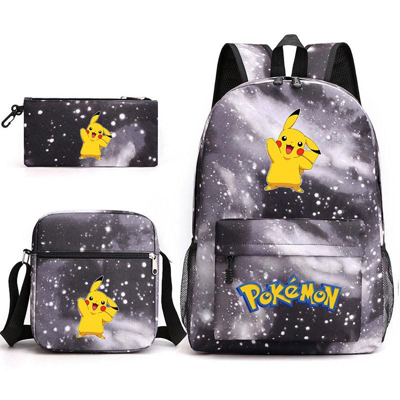 Pokemon Pikachu Schoolbag Backpack Shoulder Bag Pencil Case set for Kids Students
